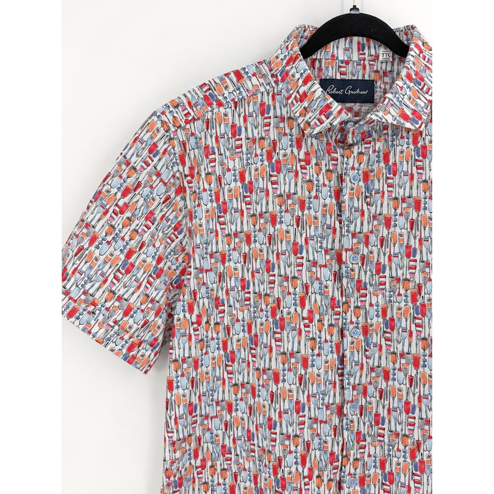 Robert Graham Zombie Hut Shirt Mens 2XL Buoy Print Linen Blend Nautical NWT